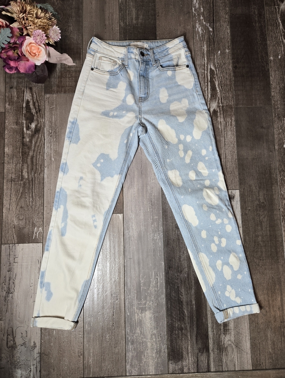 Bohme Women's Two-Tone Bleach Spot Jeans - Light Blue/White Size 24 NWOT